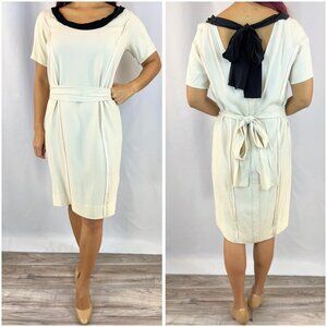 PRADA Beige Ivory Black Viscose Silk Shift Dress $2600